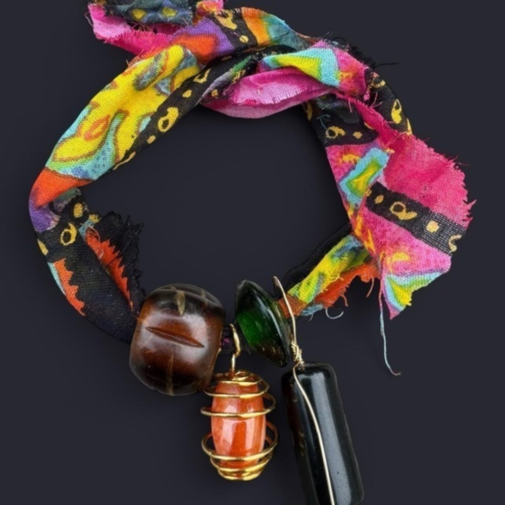 Upcycled Fabric Charm Bracelet